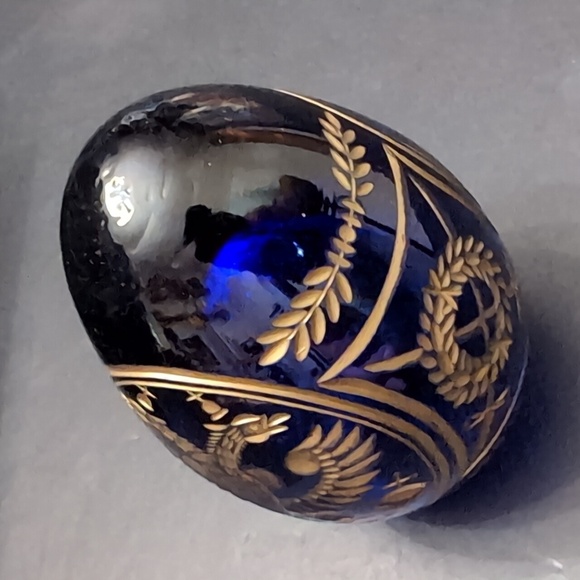VGT,Cobalt Blue Etched Russian Faberge Egg . - Picture 5 of 9